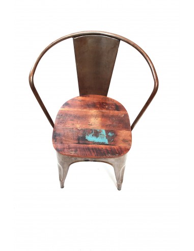 Chaise métal et bois recyclé