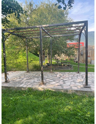 Rectangular wrought iron pergola