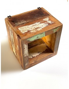 Small recycled wood wall cube