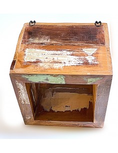 Small recycled wood wall cube 2