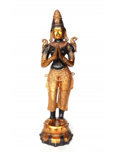 Woman standing in bronze...