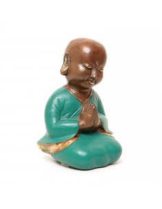 Moine assis en bronze peint...