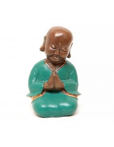 Moine assis en bronze peint... 2
