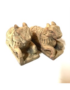 Paire Nandi Vache Sacre Bois