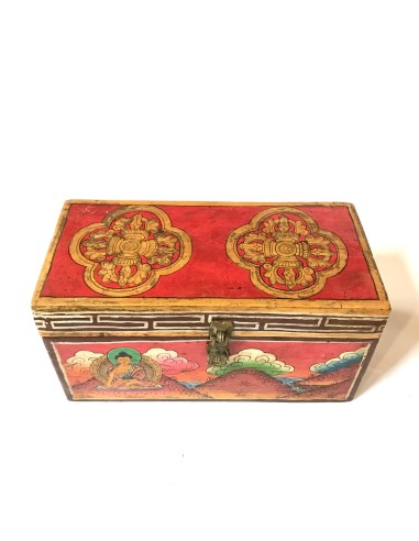 Boite Bois Tibet Buddha H13x25x12