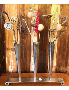 Vase 3 Metal Fleurs Sec