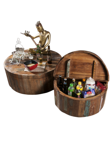 Table basse-coffre ronde "Tunitiram"...