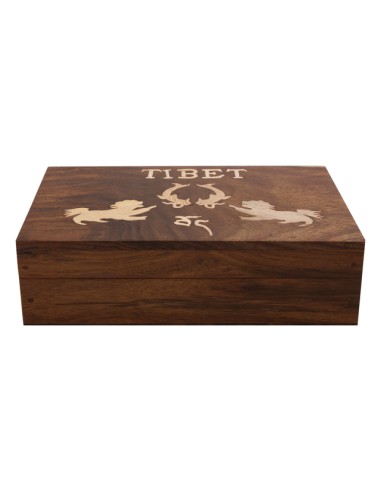 Bote en bois rectangle "Tibet" -...