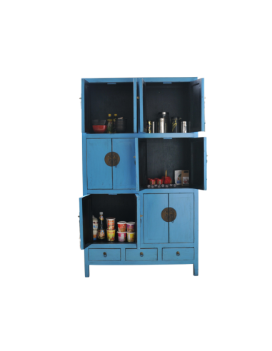 Grande armoire chinoise "Cong" - Bleu